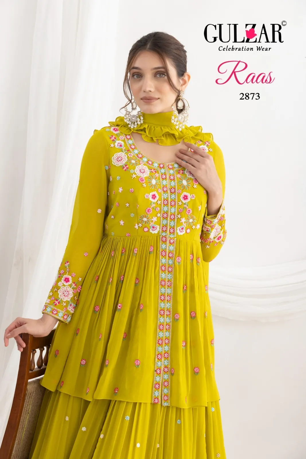 Gulzar Raas Georgette With Resham And Beads Work Top Lehenga And Dupatta Set