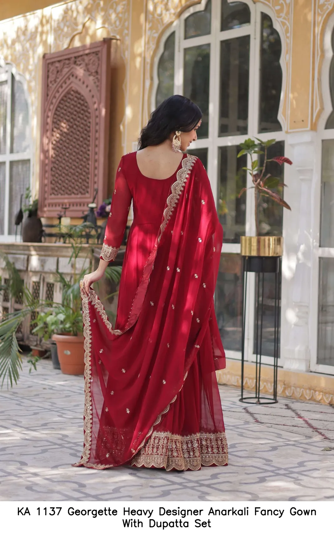 KA 1137 Georgette Heavy Designer Anarkali Fancy Gown With Dupatta Set