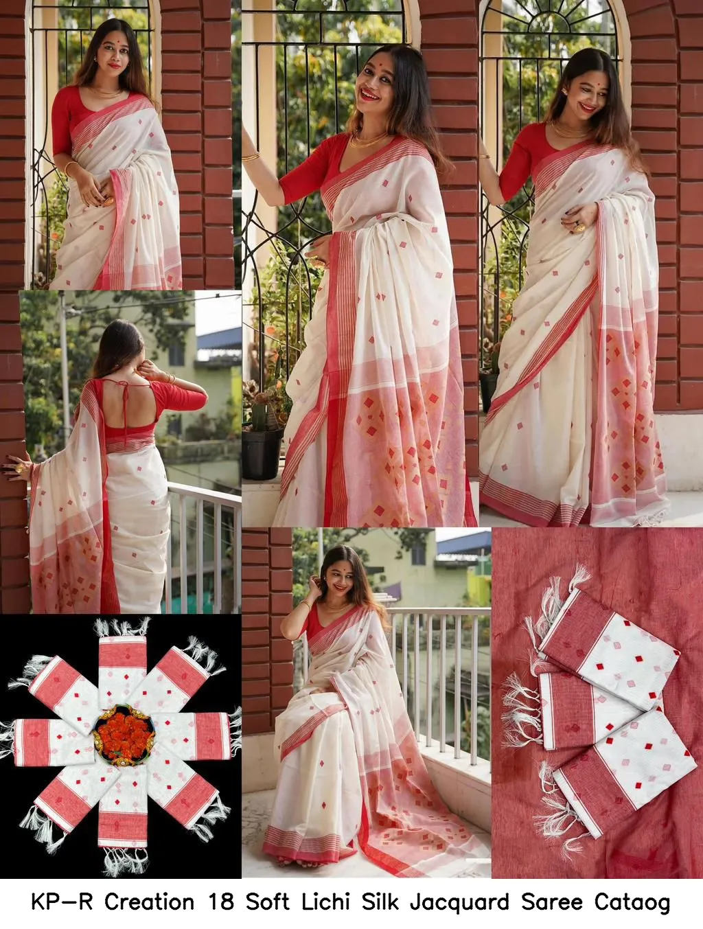 KP-R Creation 18 Soft Lichi Silk Jacquard Saree Cataog