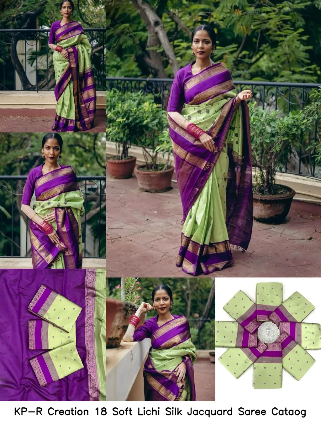 KP-R Creation 18 Soft Lichi Silk Jacquard Saree Cataog