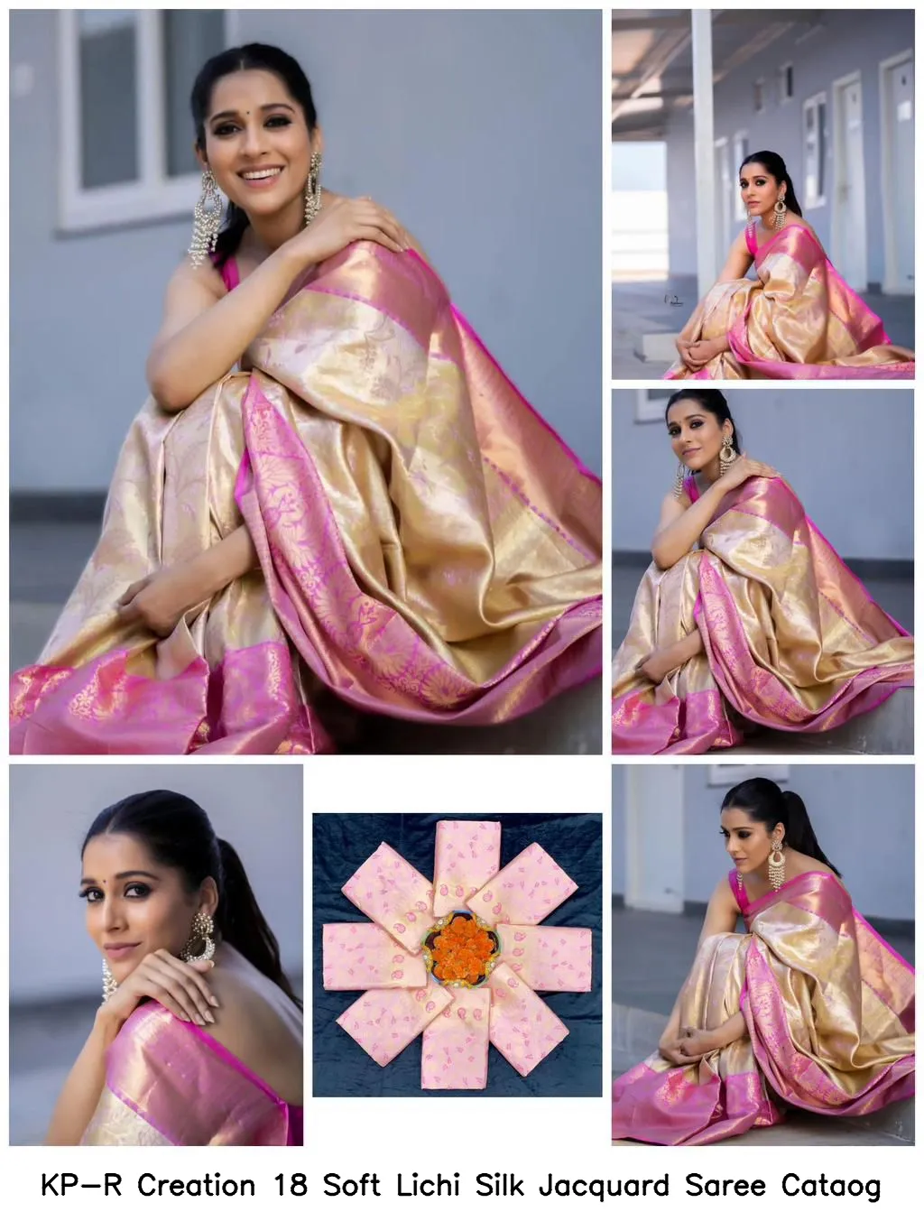 KP-R Creation 18 Soft Lichi Silk Jacquard Saree Cataog