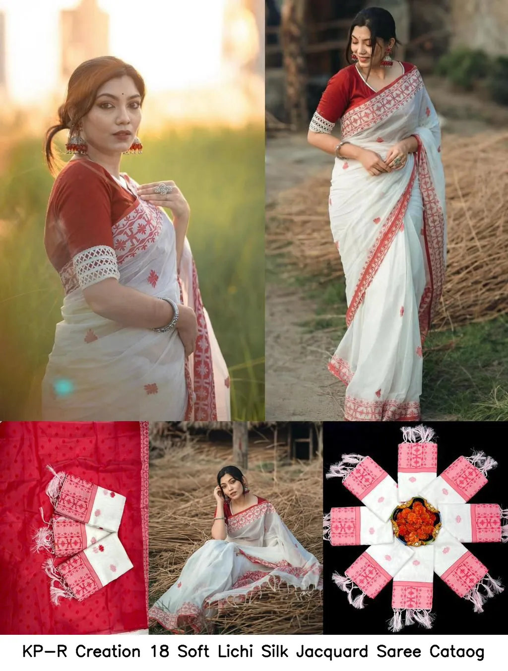KP-R Creation 18 Soft Lichi Silk Jacquard Saree Cataog