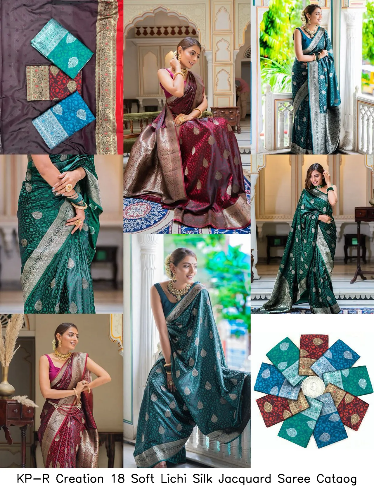 KP-R Creation 18 Soft Lichi Silk Jacquard Saree Cataog