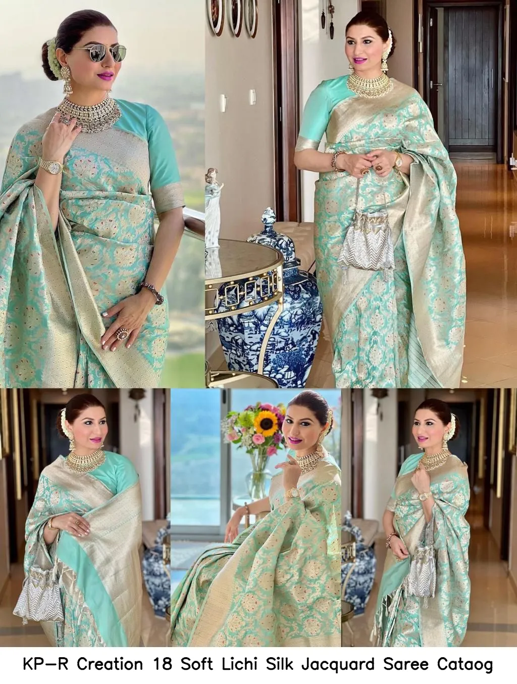 KP-R Creation 18 Soft Lichi Silk Jacquard Saree Cataog