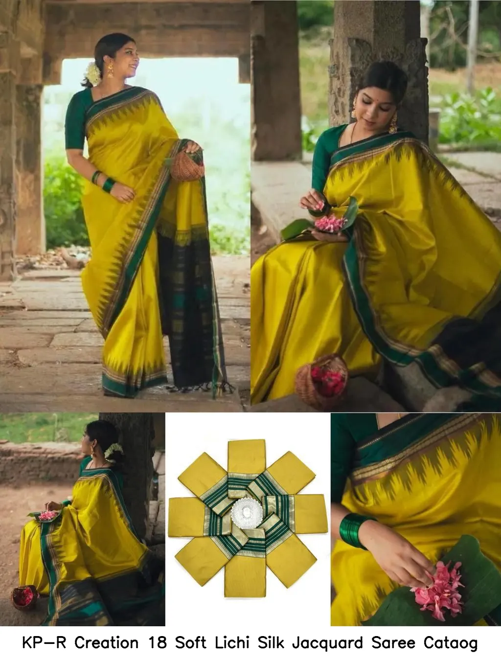 KP-R Creation 18 Soft Lichi Silk Jacquard Saree Cataog