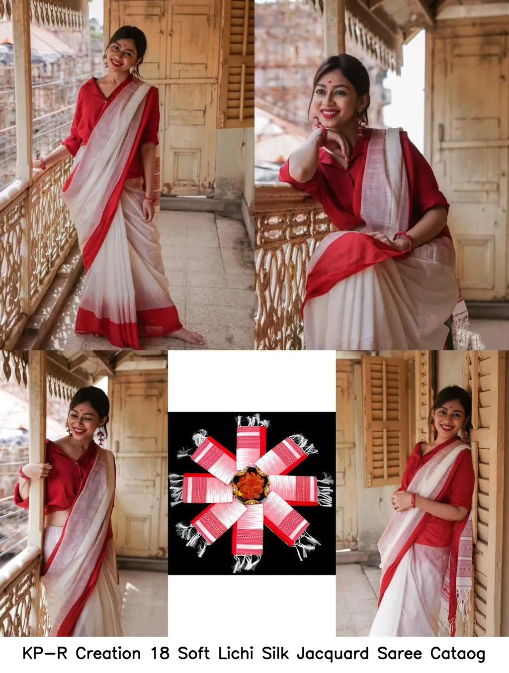 KP-R Creation 18 Soft Lichi Silk Jacquard Saree Cataog