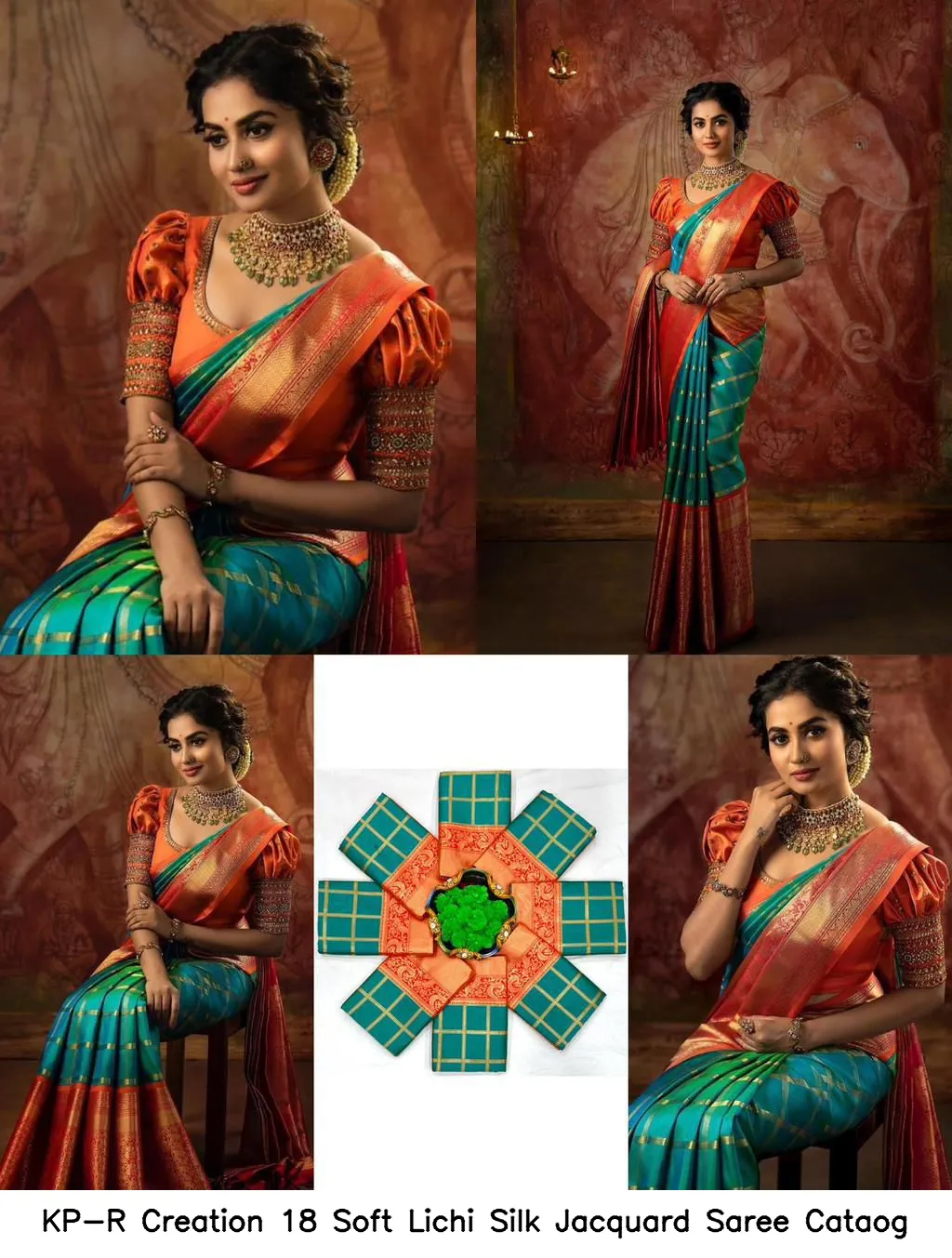 KP-R Creation 18 Soft Lichi Silk Jacquard Saree Cataog