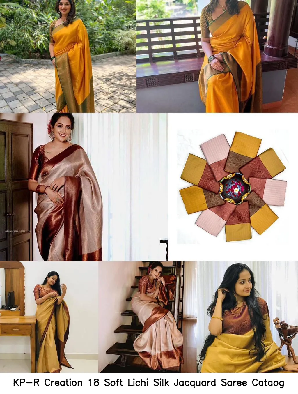 KP-R Creation 18 Soft Lichi Silk Jacquard Saree Cataog