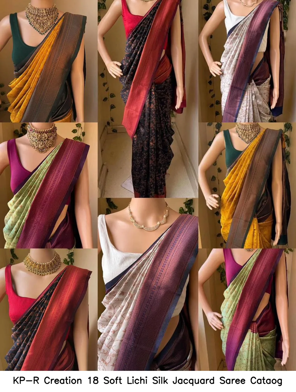 KP-R Creation 18 Soft Lichi Silk Jacquard Saree Cataog