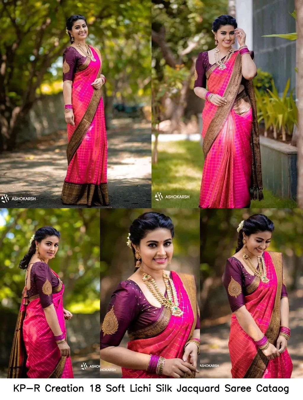 KP-R Creation 18 Soft Lichi Silk Jacquard Saree Cataog