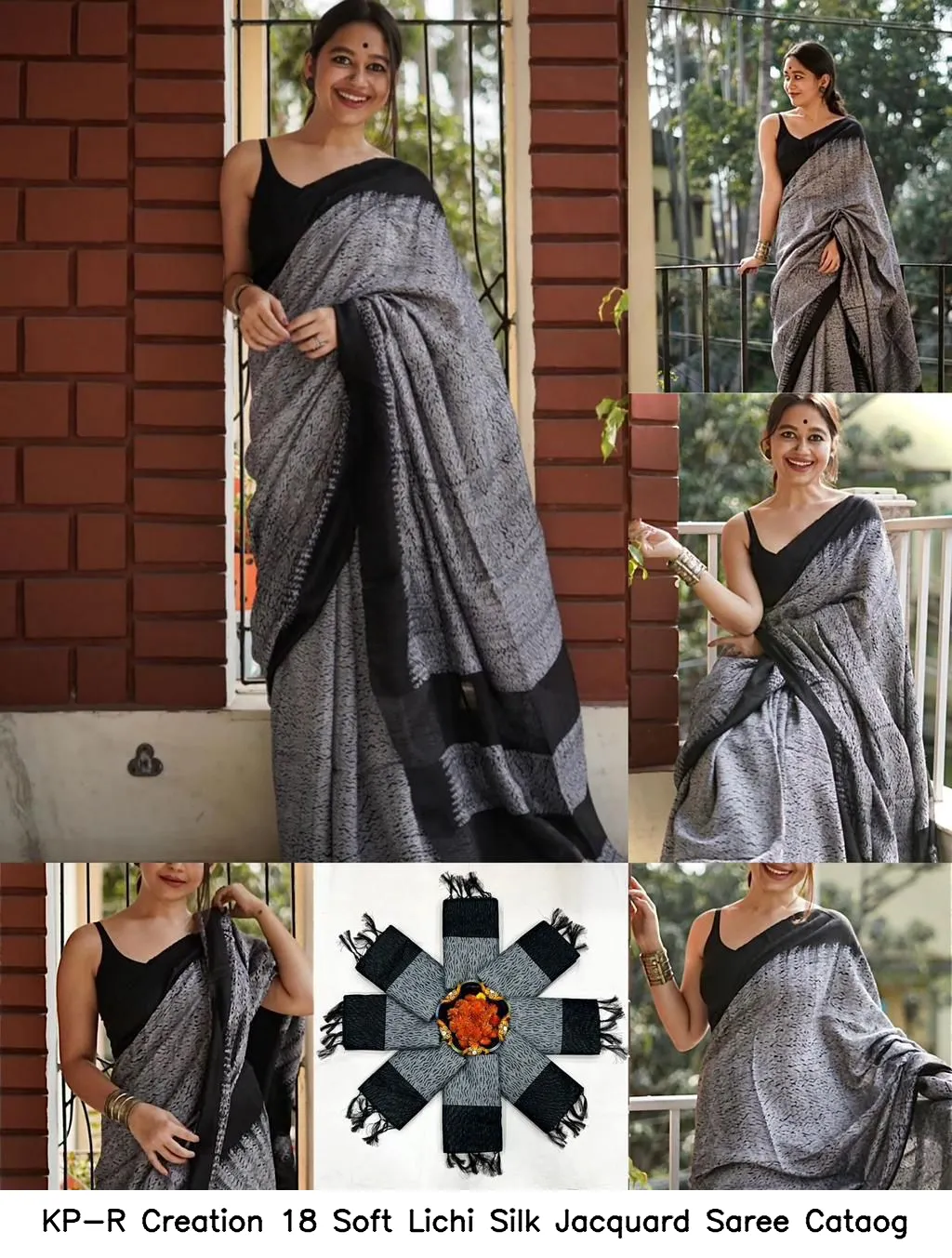 KP-R Creation 18 Soft Lichi Silk Jacquard Saree Cataog