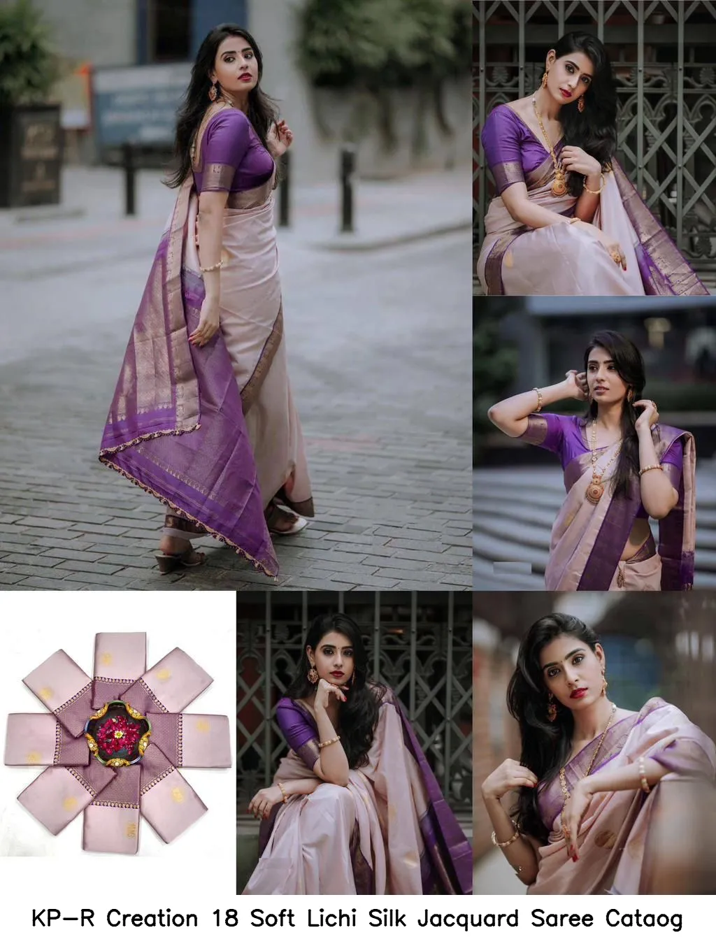 KP-R Creation 18 Soft Lichi Silk Jacquard Saree Cataog