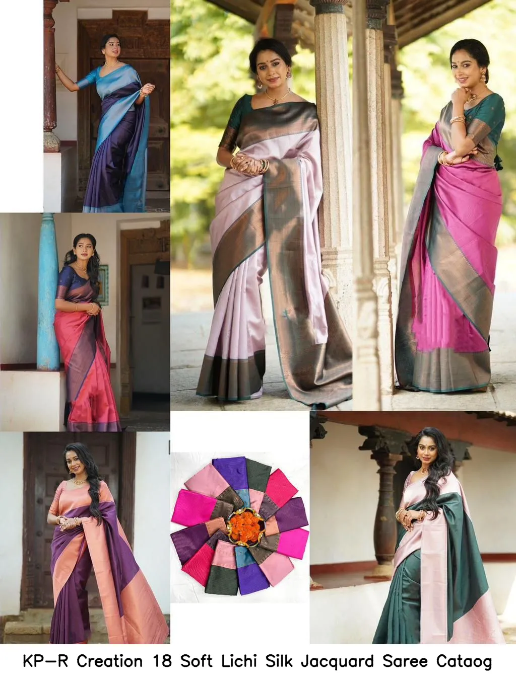 KP-R Creation 18 Soft Lichi Silk Jacquard Saree Cataog