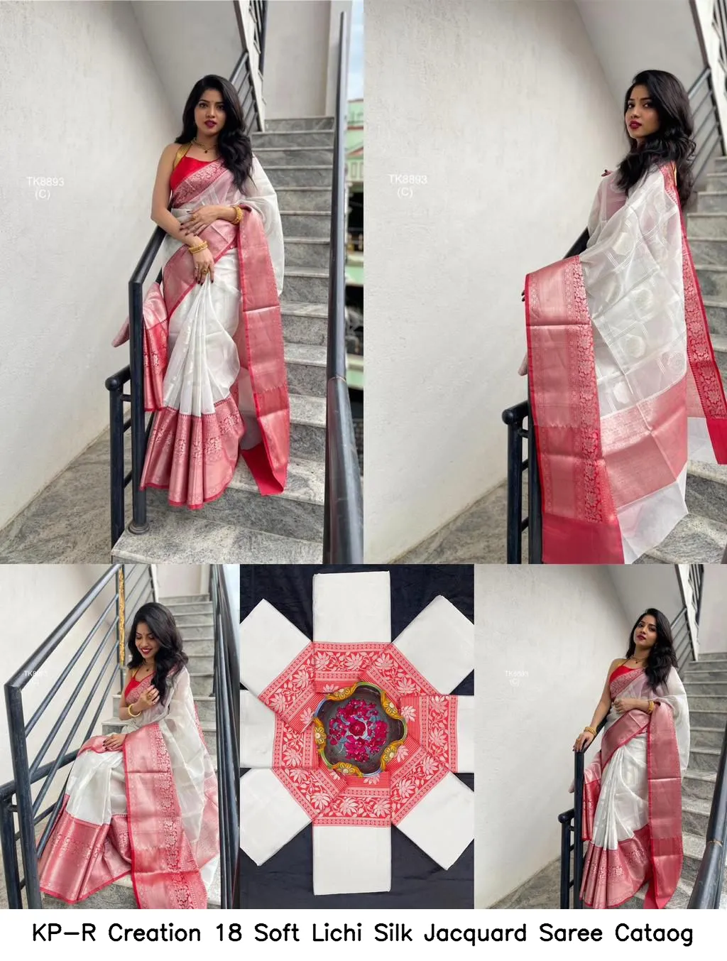 KP-R Creation 18 Soft Lichi Silk Jacquard Saree Cataog