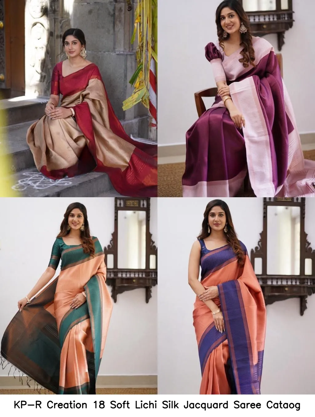 KP-R Creation 18 Soft Lichi Silk Jacquard Saree Cataog