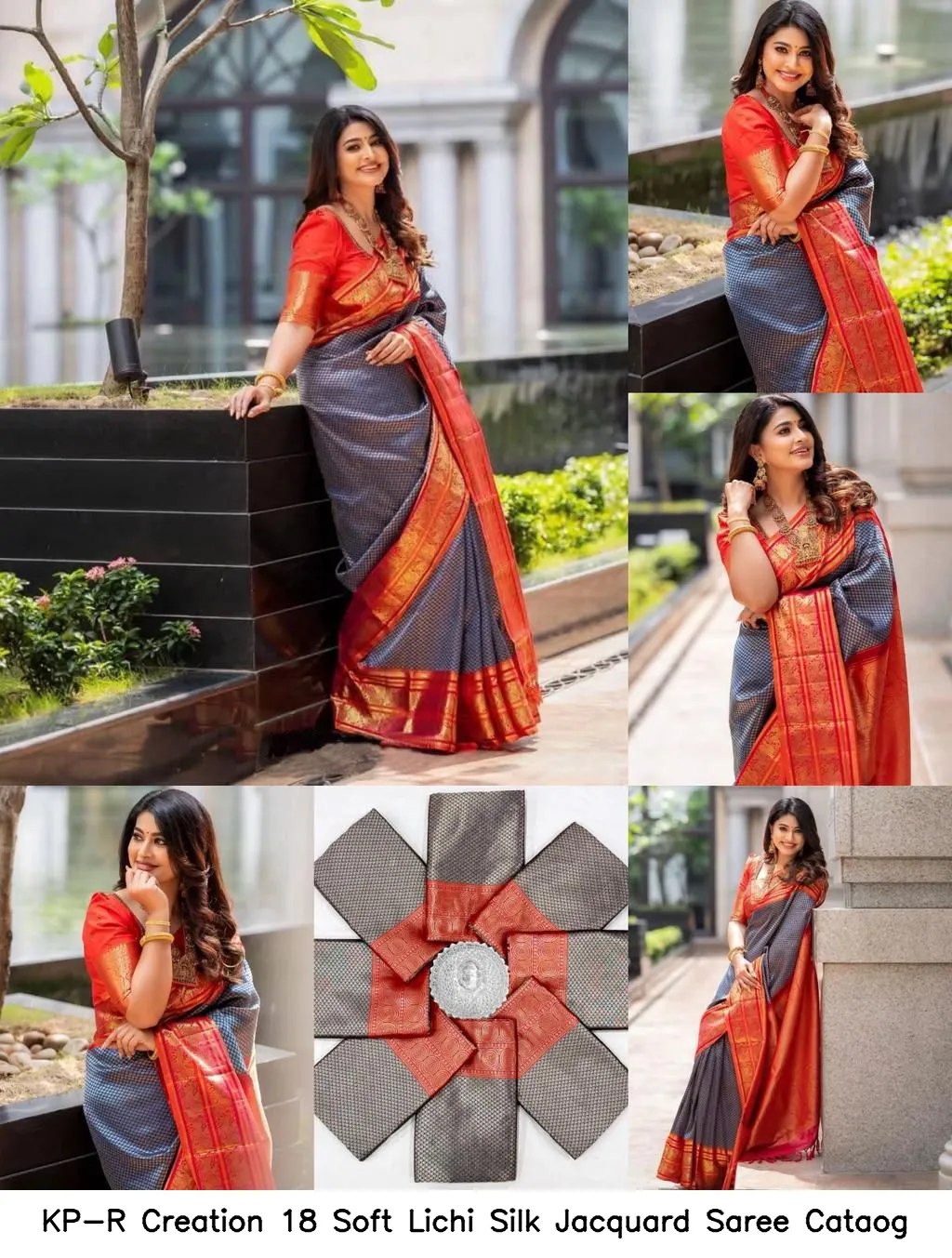 KP-R Creation 18 Soft Lichi Silk Jacquard Saree Cataog
