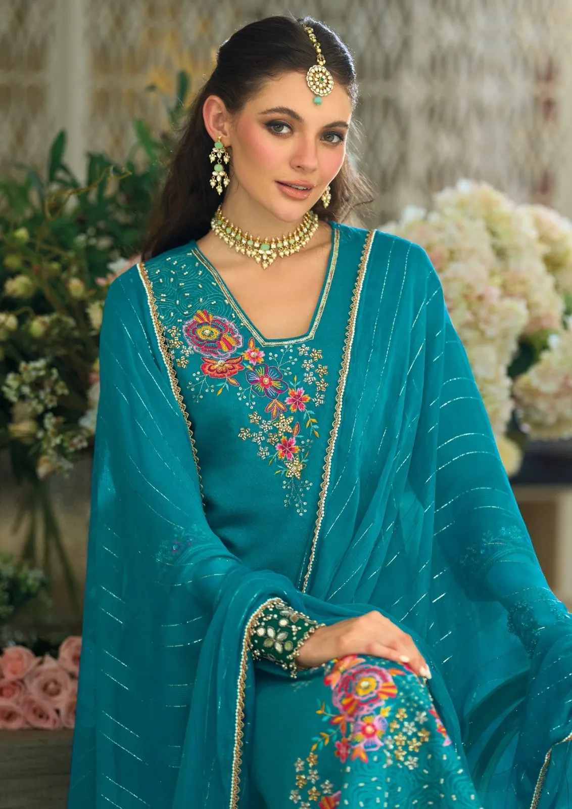 Lily And Lali Dedaar Viscose Silk With Embroidery Work Readymade Suit