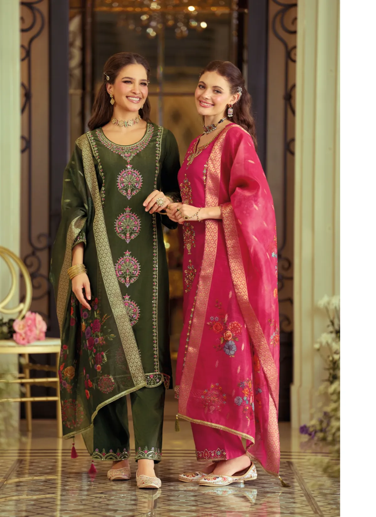 Lily & Lali Gulabo Embroidered Viscose Silk Suit Set