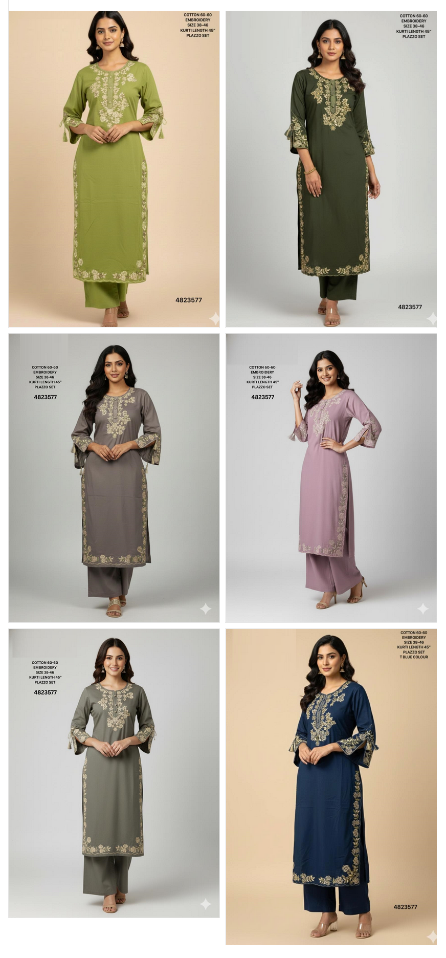 Naisha K 528 Cotton Embroidery Casual Wear Top And Bottom Set - Image 5