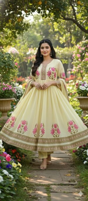 Naisha K 620 Mulmul Cotton With Work Kurti Pant And Dupatta Set