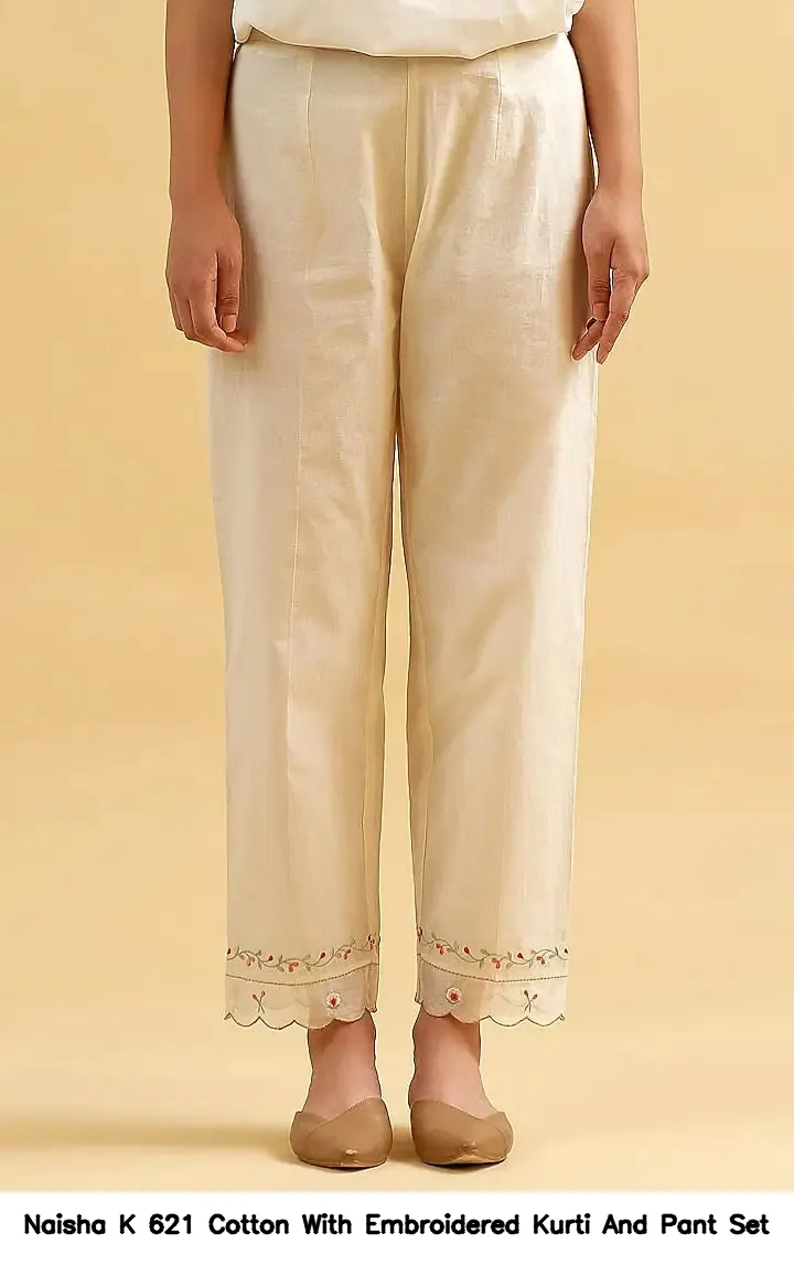 Naisha K 621 Cotton With Embroidered Kurti And Pant Set