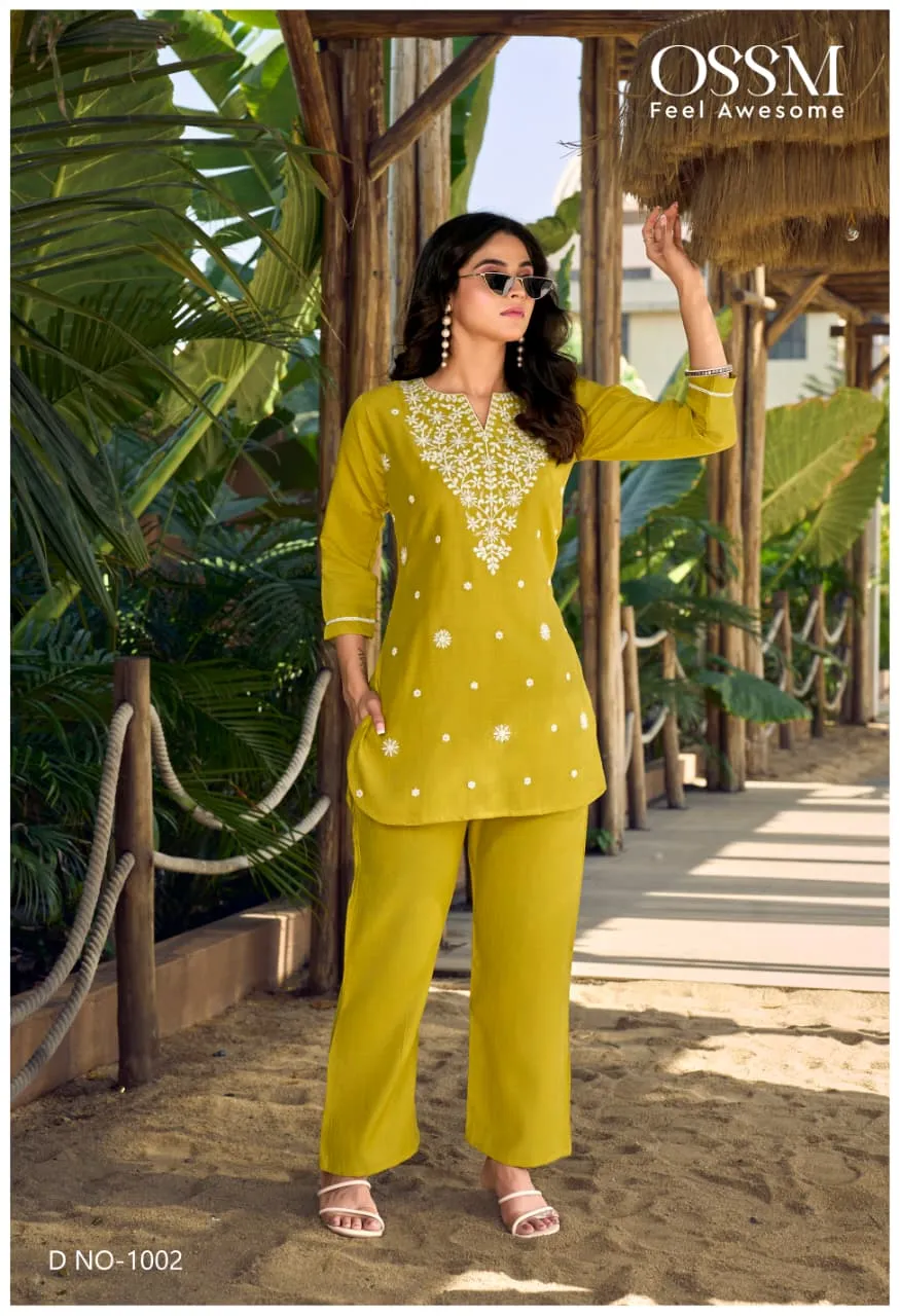 Ossm Vama Vol 5 Viscose Silk With Embroidery Work Co Ord Set Catalog