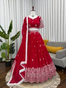 Beautifull Red Designer Embroidery Lehenga Choli Collection