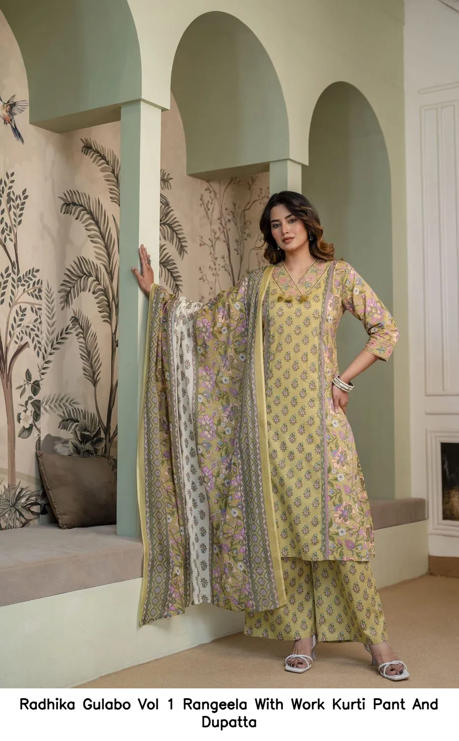 Radhika Gulabo Vol 1 Rangeela With Work Kurti Pant And Dupatta