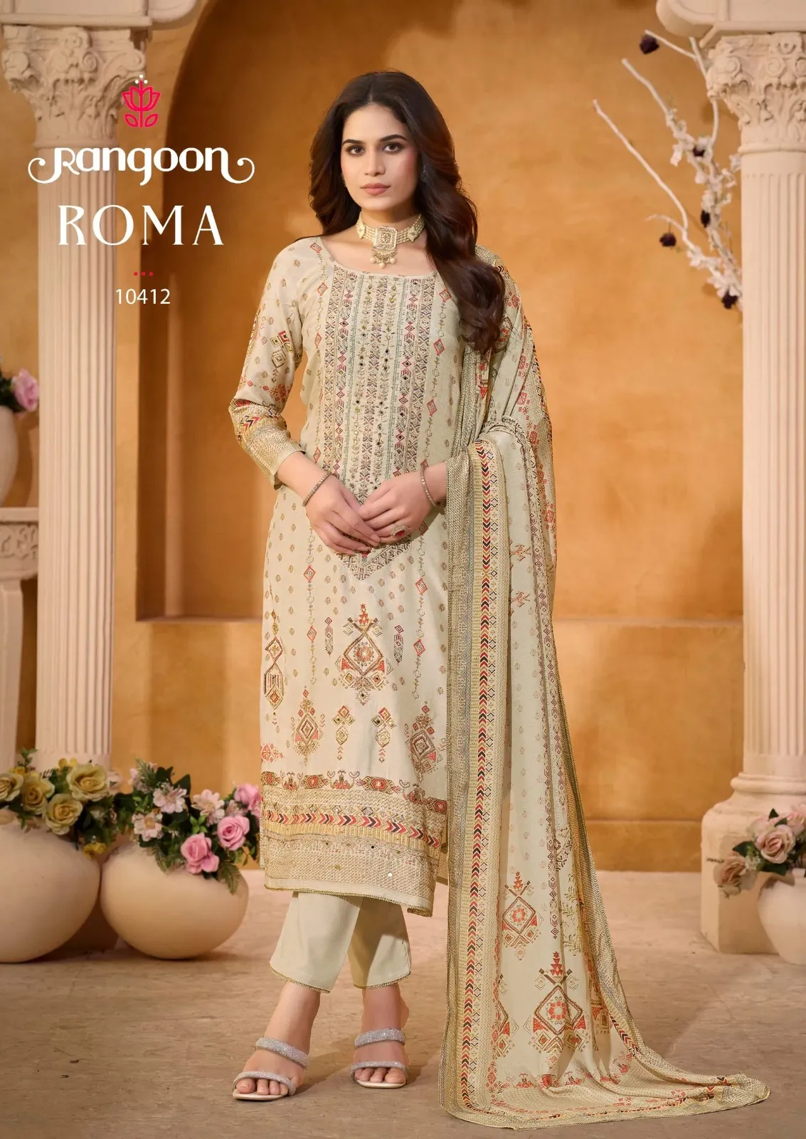 Rangoon Roma Muslin Digital Print With Work Designer Salwar Suit
