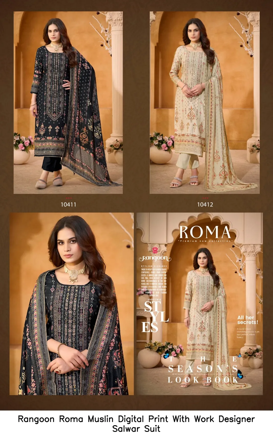 Rangoon Roma Muslin Digital Print With Work Designer Salwar Suit