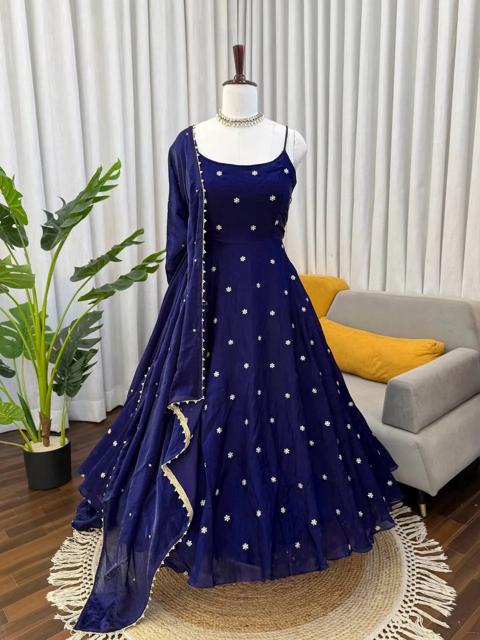 RTC 5972 Premium Beautiful Blue Anarkali Readymade Salwar Suit