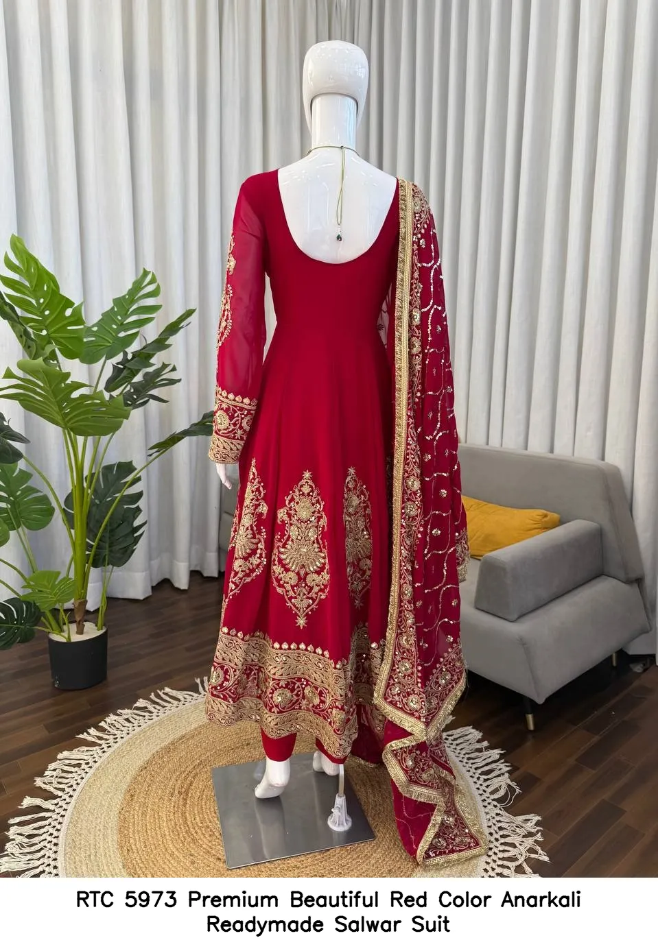 RTC 5973 Premium Beautiful Red Color Anarkali Readymade Salwar Suit