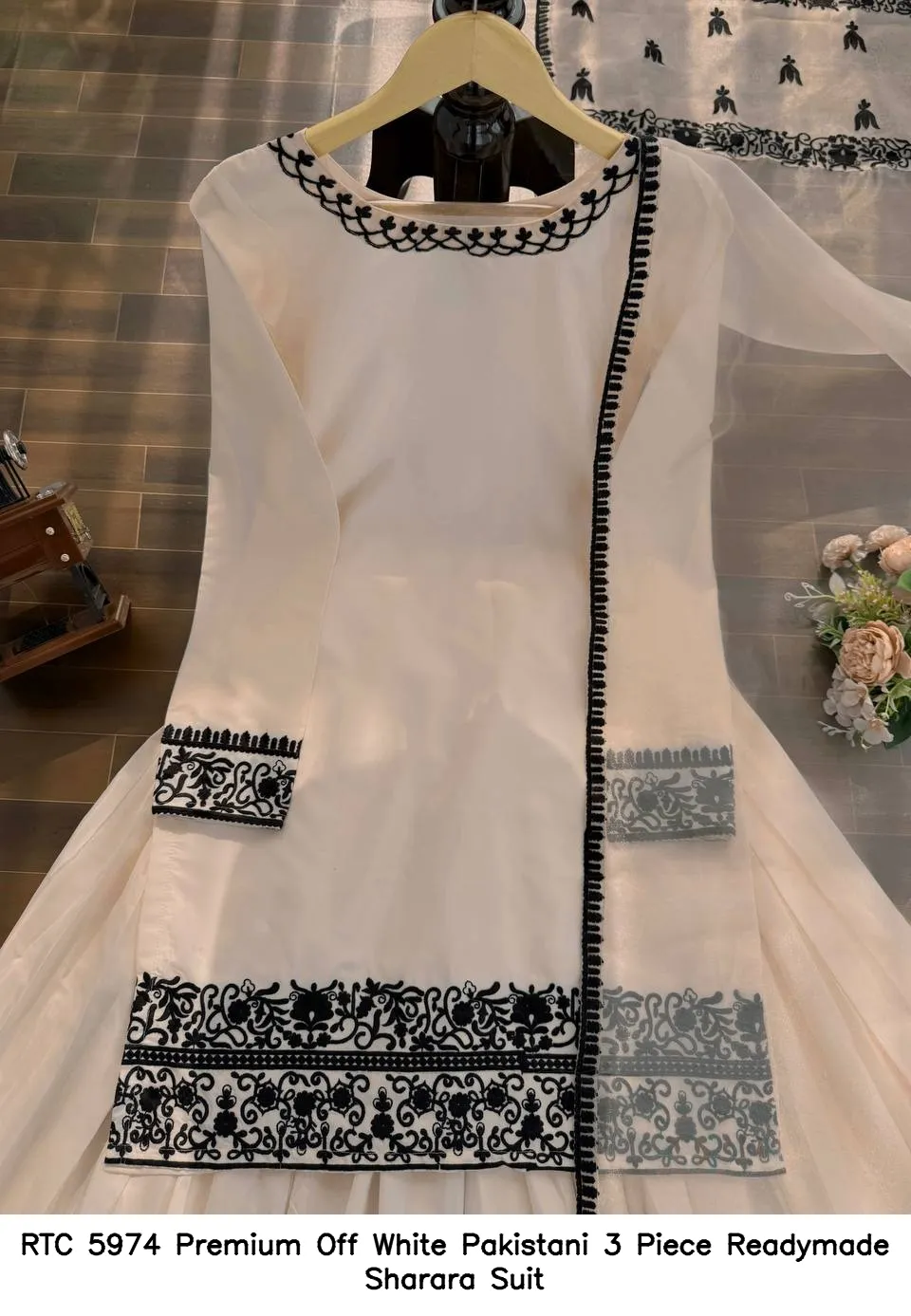 RTC 5974 Premium Off White Pakistani 3 Piece Readymade Sharara Suit