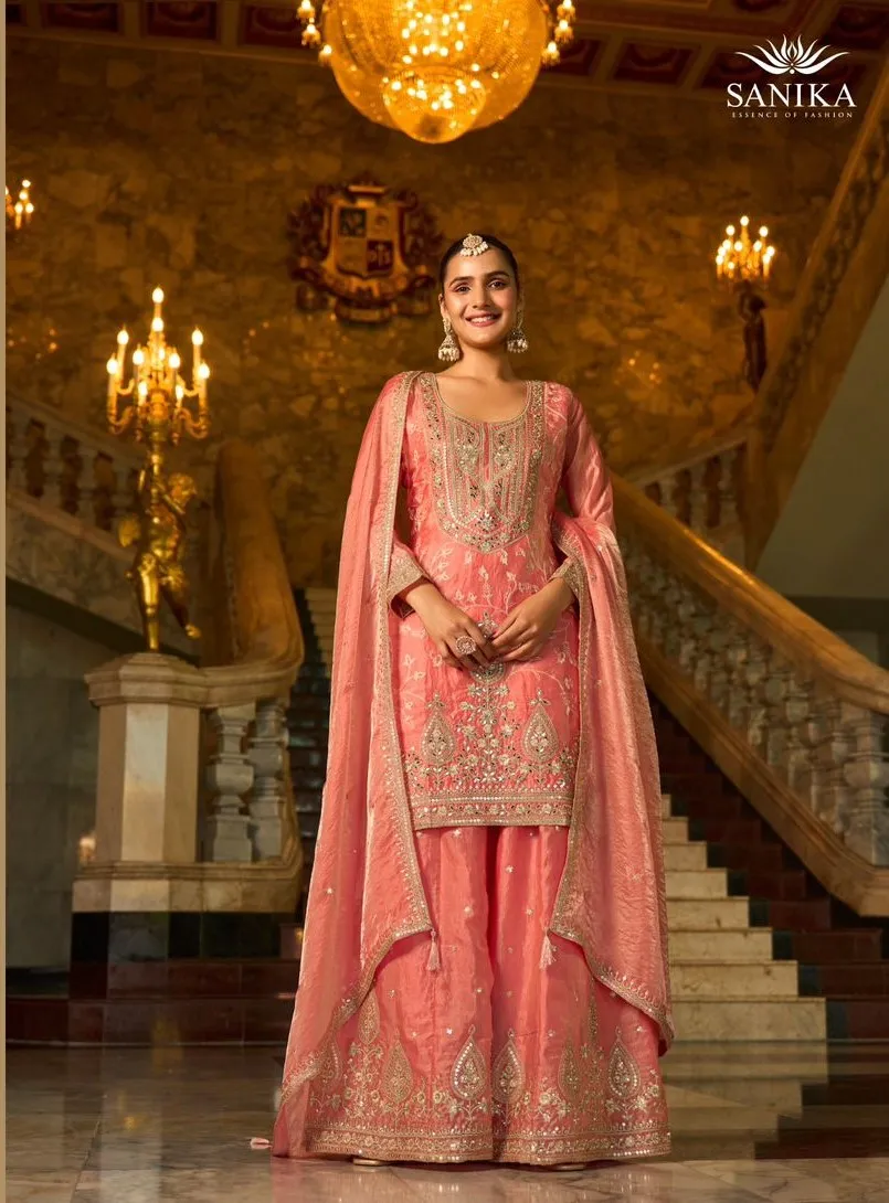 Sanika Ikatra Frendy Silk With Embroidered Work Sharara Salwar Suit Set