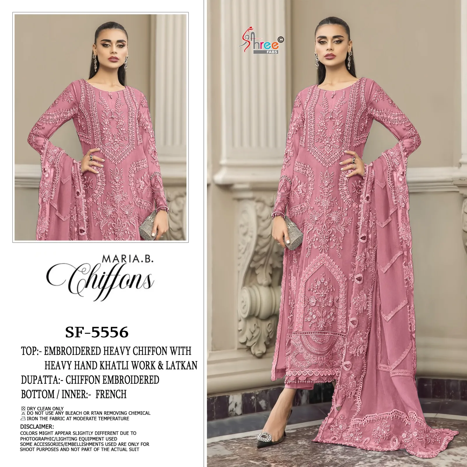 Shree Sf 5556 A To D Chiffon With Embroidery Work Pakistani Suit