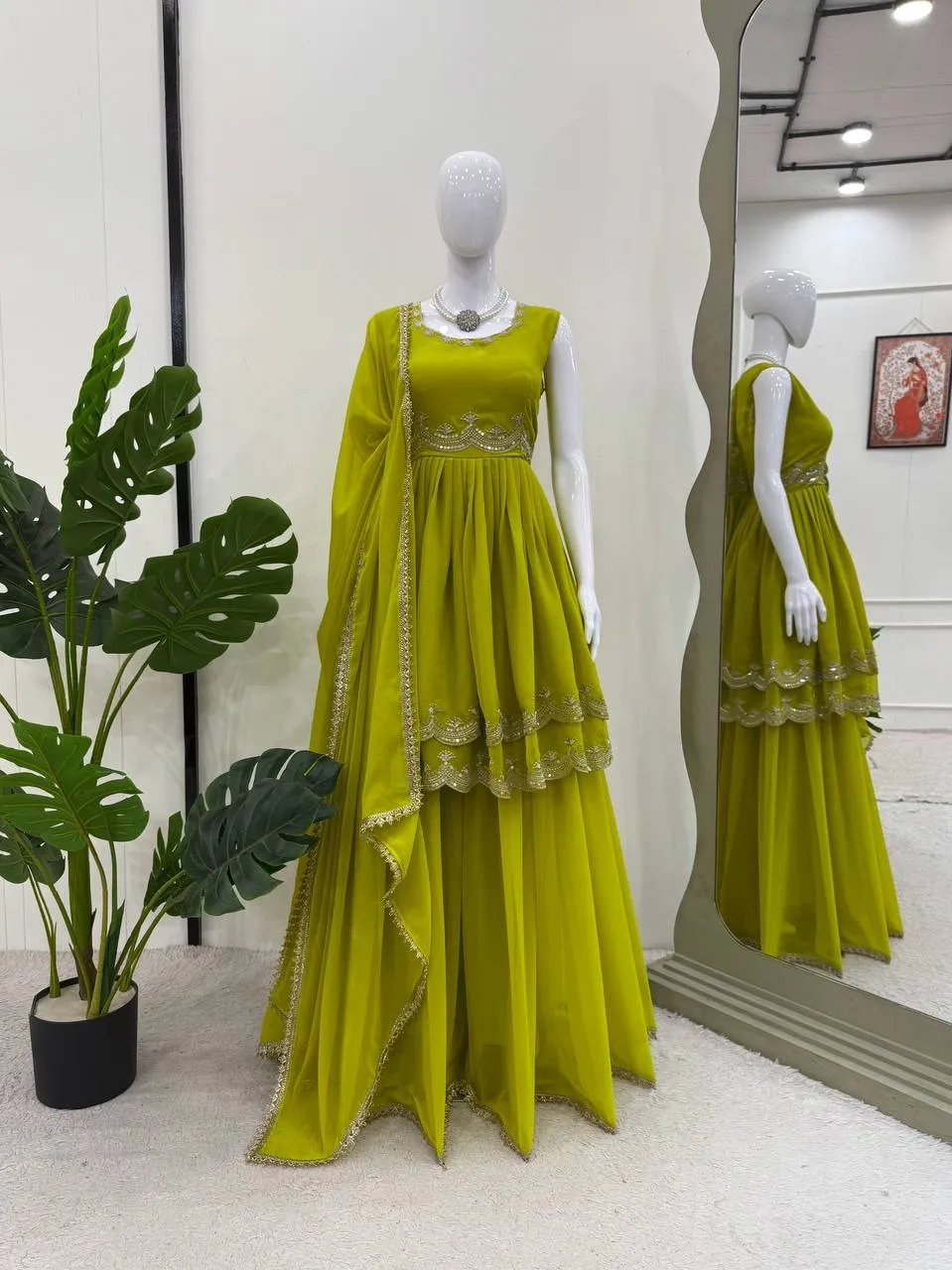 SSR 535  Gmy Silk With Heavy Embroidery Readymade Suit