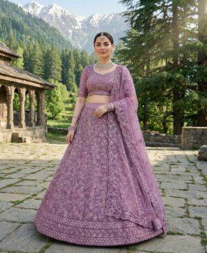 Senhora Summer Wedding Butterfly Net Embroidered Lehenga Choli