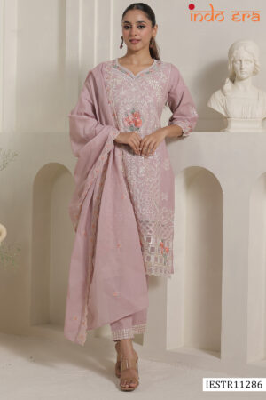 Indo Era 2601 Cotton Embroidered Kurti with Bottom & Dupatta Set