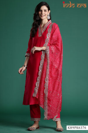 Indo Era 2616 Silk Blend Motifs Embroidered Kurta With Bottom & Dupatta Set