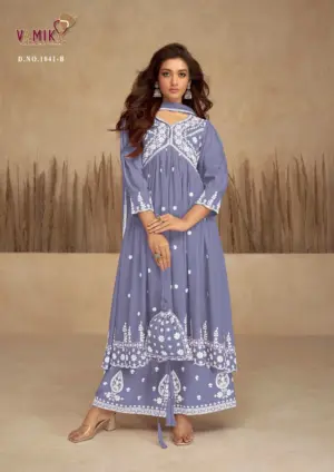 Vamika Lakhnavi Vol 7 Rayon Threadwork Kurti Plazzo Dupatta Set