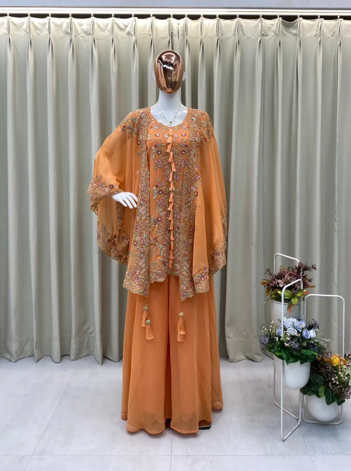 BE-406 Designer Kurta Plazzo Pair with Shrug Sequence Embroidery Work - Image 7