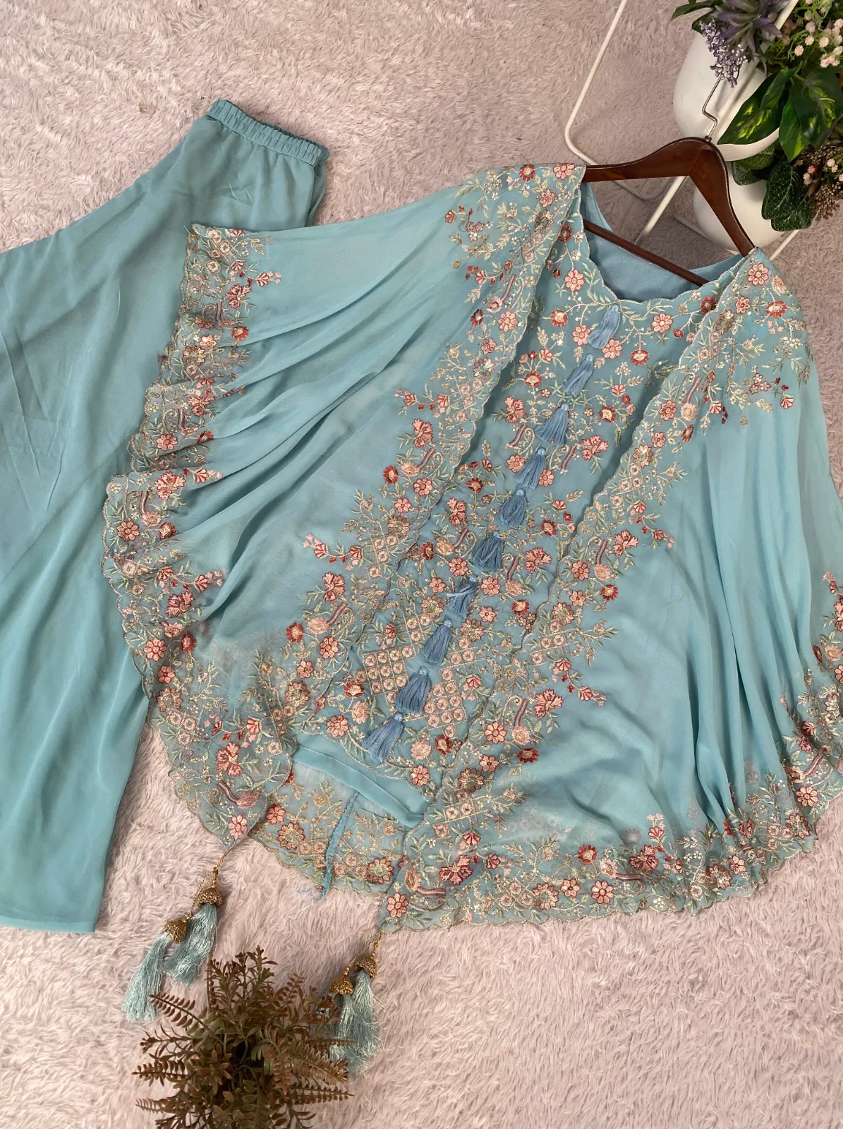 BE-406 Designer Kurta Plazzo Pair with Shrug Sequence Embroidery Work - Image 16