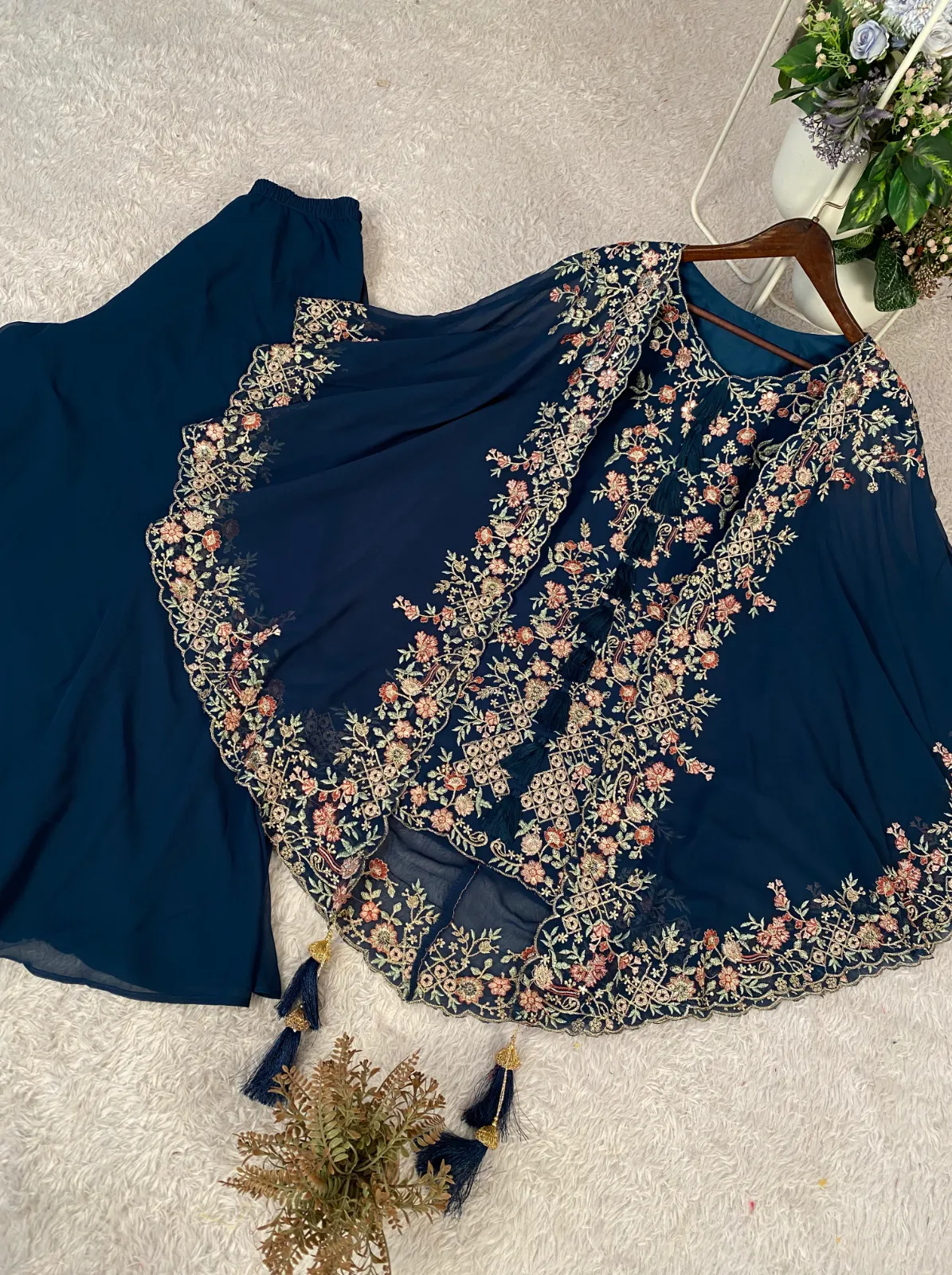 BE-406 Designer Kurta Plazzo Pair with Shrug Sequence Embroidery Work - Image 19