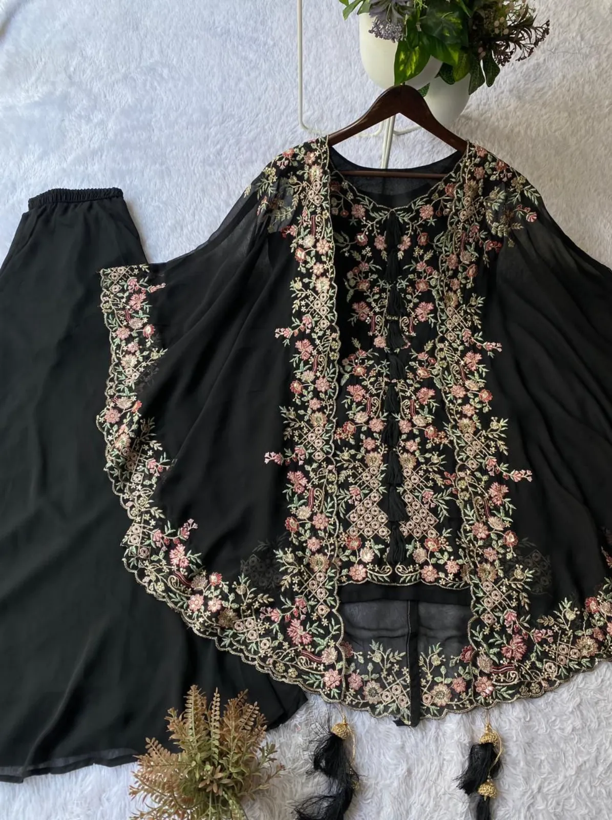 BE-406 Designer Kurta Plazzo Pair with Shrug Sequence Embroidery Work - Image 20