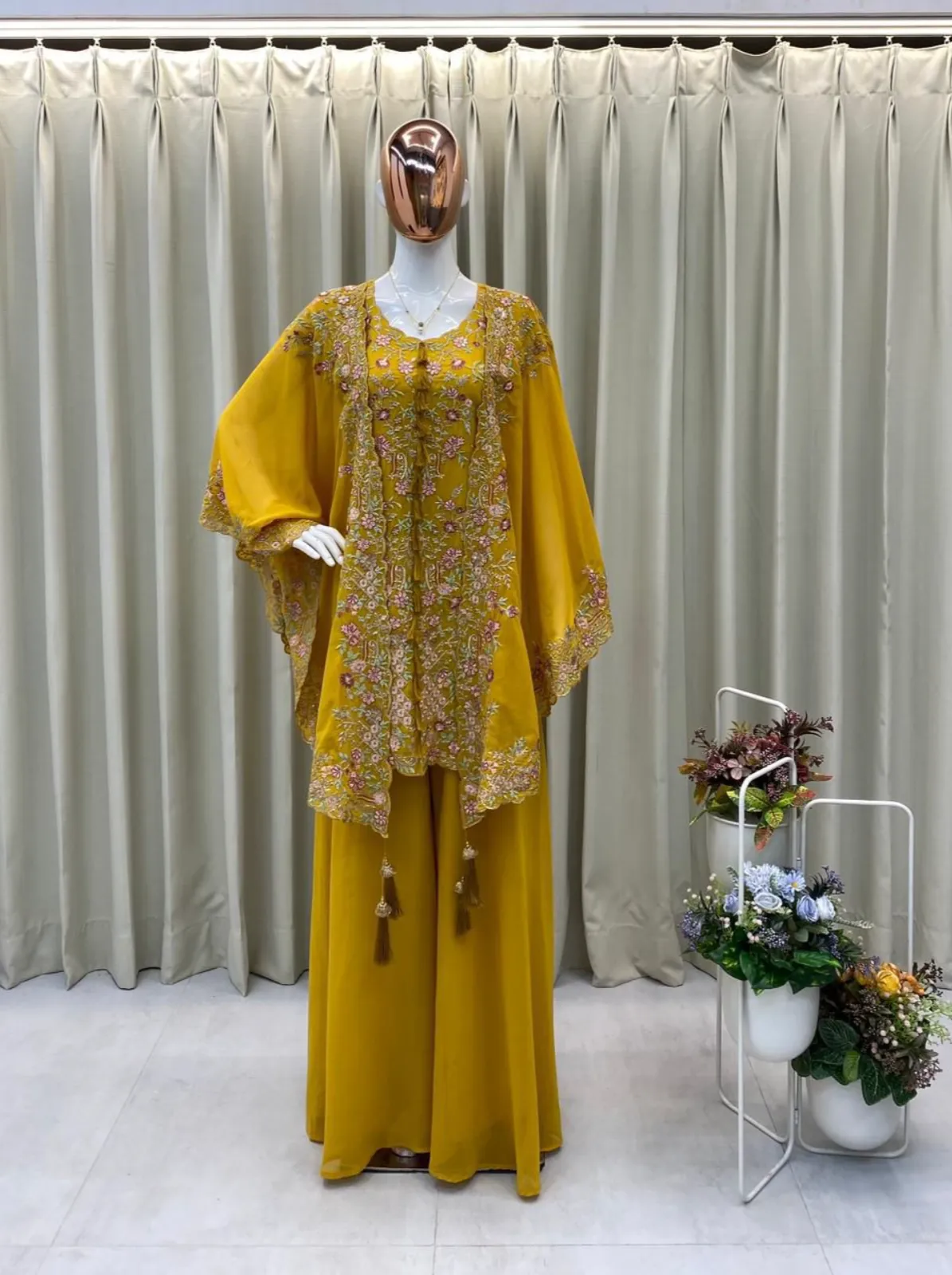 BE-406 Designer Kurta Plazzo Pair with Shrug Sequence Embroidery Work - Image 4