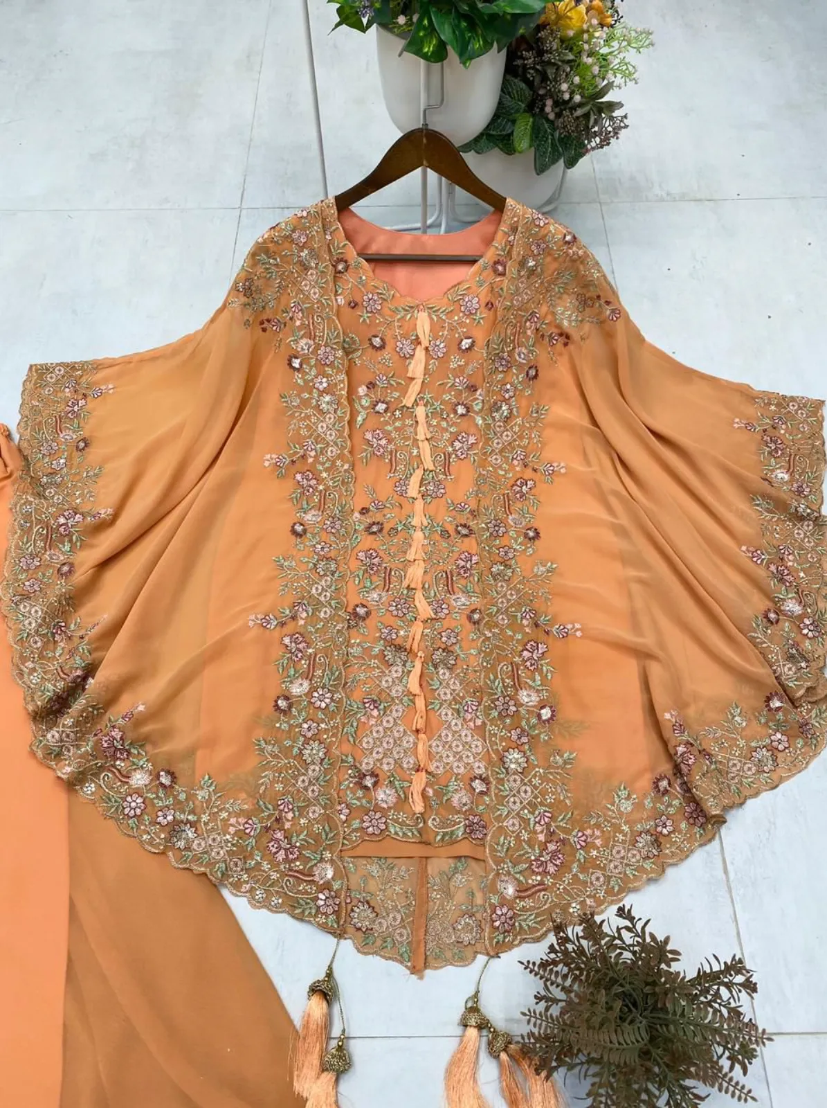 BE-406 Designer Kurta Plazzo Pair with Shrug Sequence Embroidery Work - Image 6