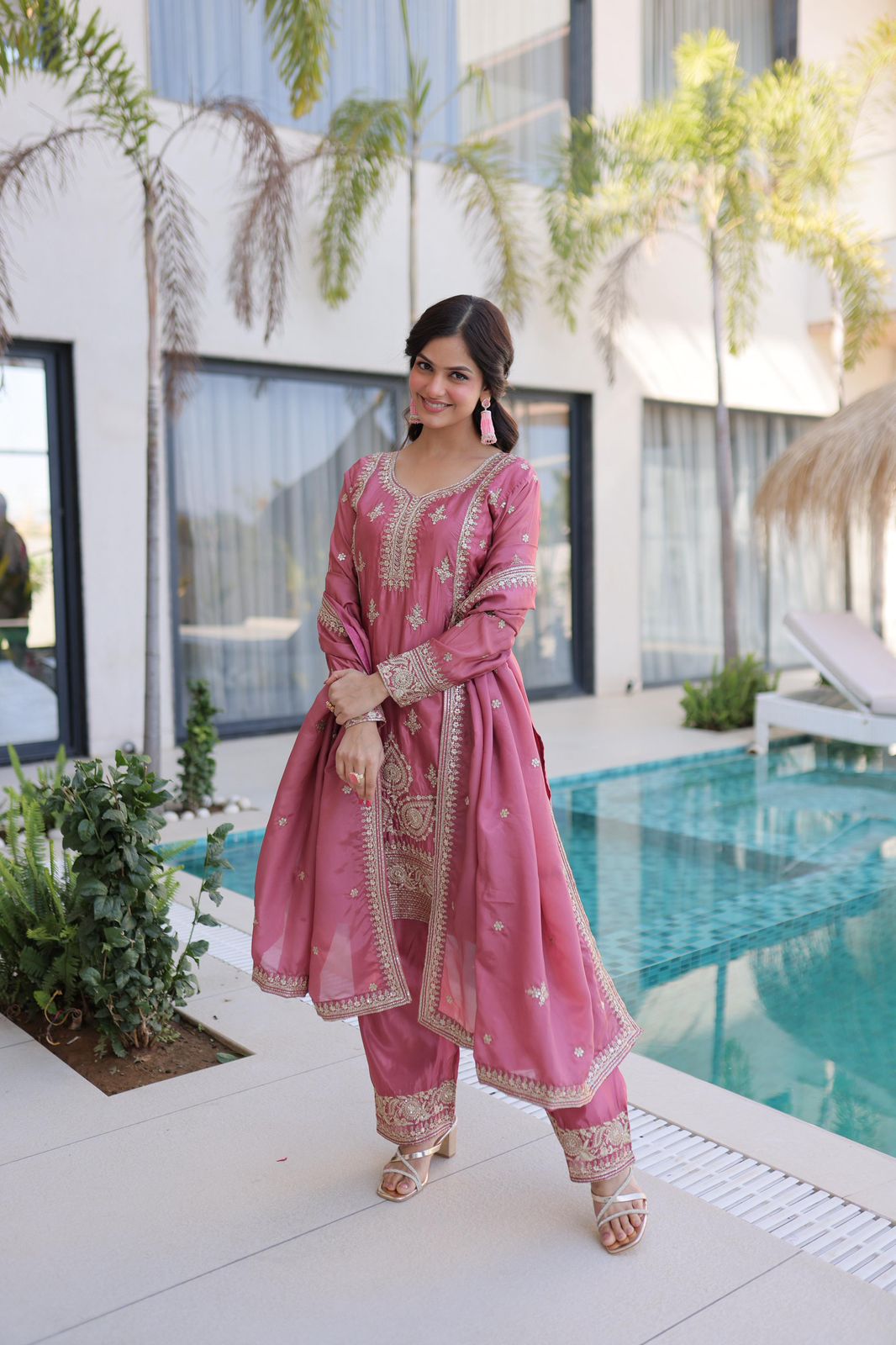 LW-9318 Sequins Embroidered work Readymade Sharara Salwar Suit Set - Image 6