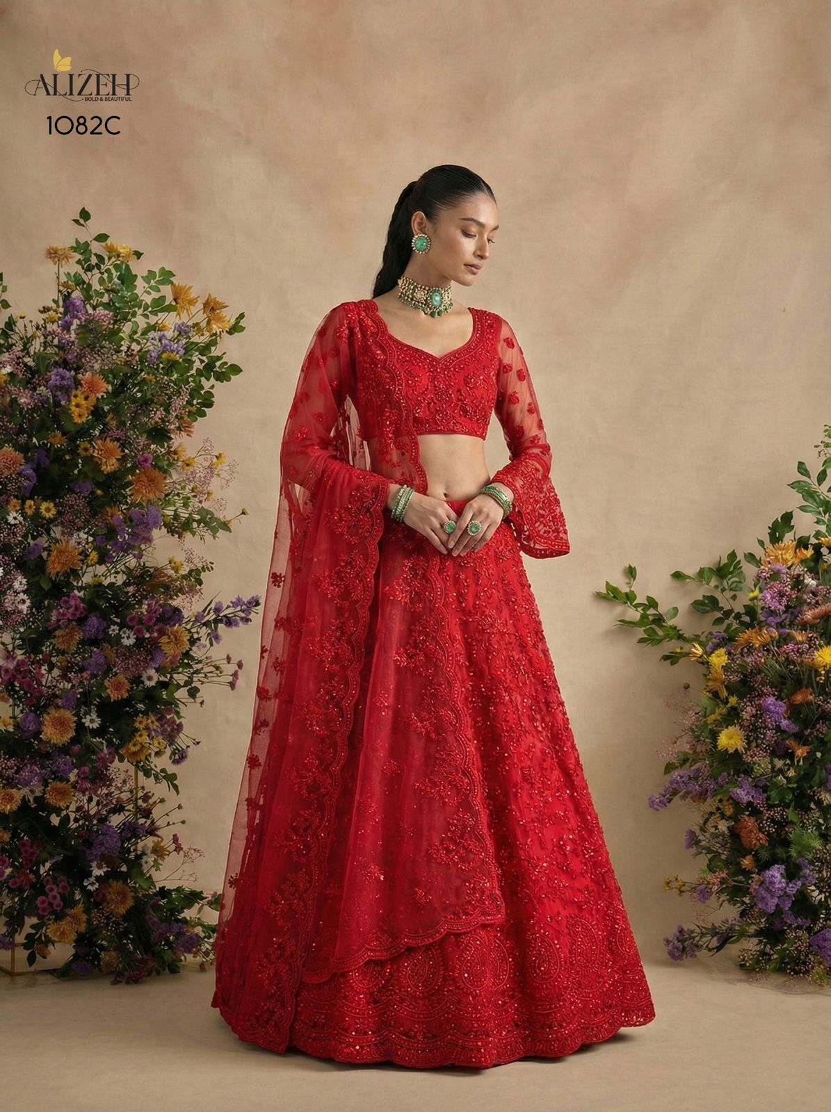 Alizeh 1082 Colours Butterfly Net Designer Bridal Lehenga Choli Collection - Image 4