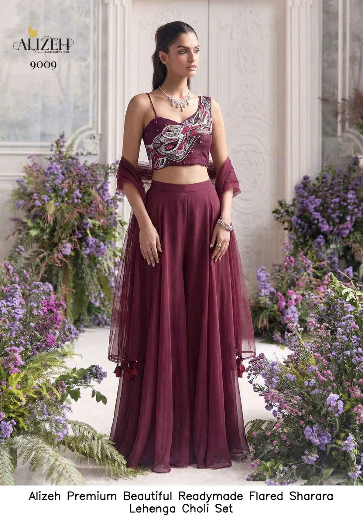 Alizeh Premium Beautiful Readymade Flared Sharara Lehenga Choli Set