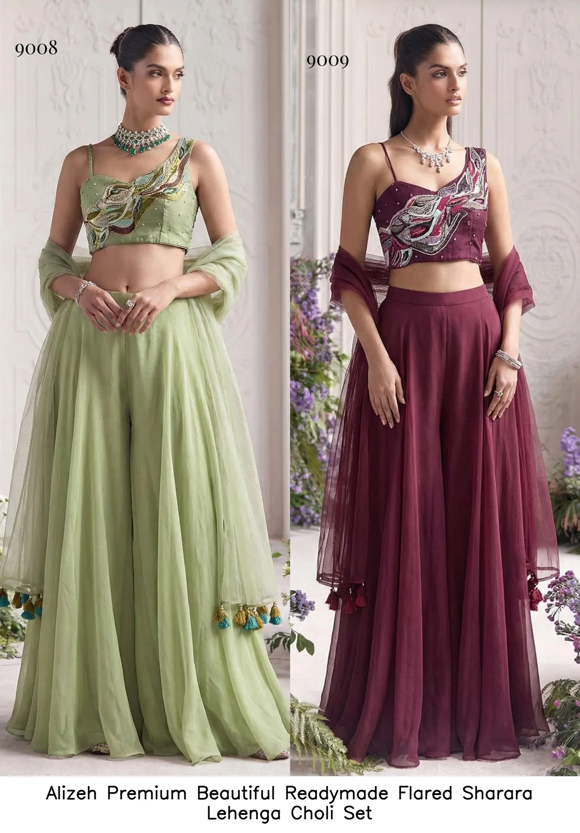 Alizeh Premium Beautiful Readymade Flared Sharara Lehenga Choli Set